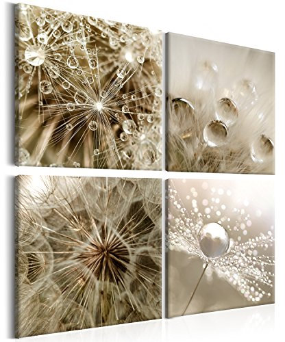 murando - Wandbilder Set Pusteblume 60x60 cm 4 Teilig je 30x30 Vlies Leinwandbild Kunstdruck modern Wandbilder XXL Wanddekoration Design Wand Bild mehrteilig Natur Blumen zart Tau Natur
