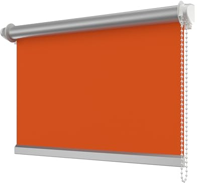 Interdeco Verdunkelungsrollo/Thermo Rollo, Orange BxH 113,5 x 175 cm, Klemmfix Rollos ohne Bohren, Seitenzugrollos mit Silberbeschichtung