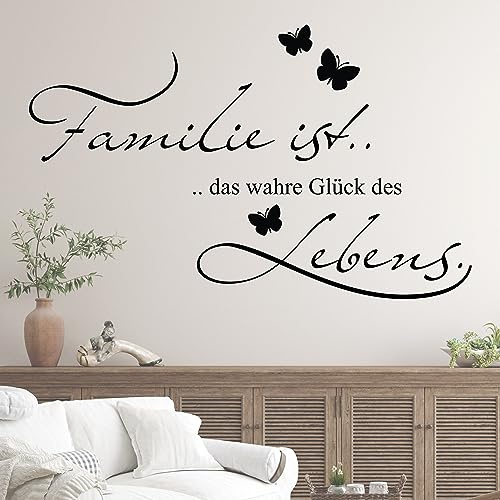 GRAZDesign Wandtattoo Spruch Familie ist Wohnzimmer Flur Diele selbstklebend - 81x50cm / 070 schwarz