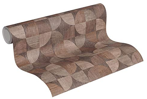 A.S. Création Livingwalls 369131 Metropolitan Stories Nils Olsson Copenhagen Tapete in geometrischer Holz Optik Vliestapete beige braun grau 10,05 m x 0,53 m