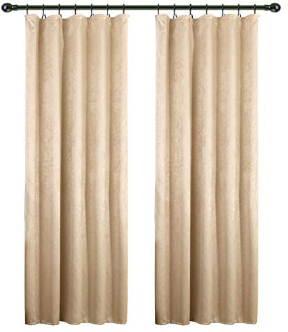 Laneetal Verdunklungsvorhang mit Kräuselband, Thermovorhang Blickdicht, 270g/m² Schwerer Verdunklungsstoff, Thermo für Schlafzimmer, Lichtundurchlässig, 135x245 cm, Champagner, 2 Stücke