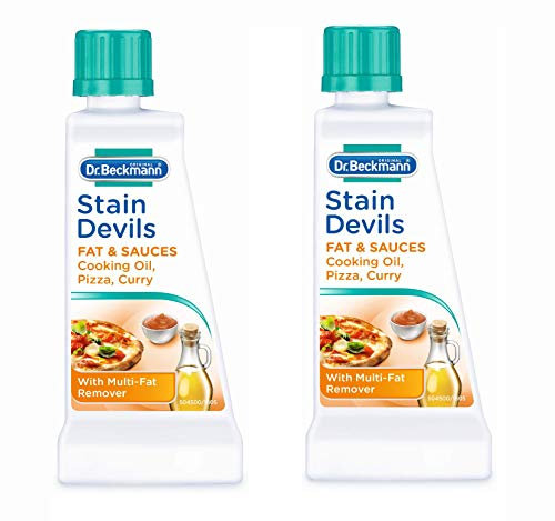 Dr Beckmann Stain Devils Fat & Sauces Cooking Oil, Pizza & Curry Stain Remover (2 x 50ml)