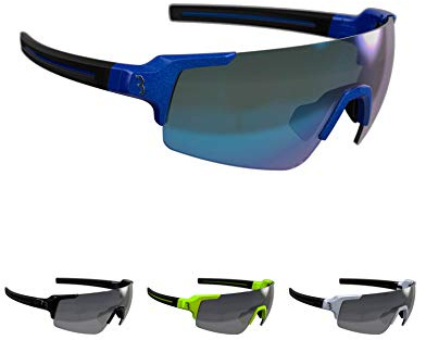 BBB Cycling Fahrradbrille FullView | Herren und Damen Sportbrille Sonnenbrille | mit drei Wechselgläsern | Polycarbonat Grilamid | MTB Rennrad Urban Radsport | Glänzend Kobaltblau | BSG-63