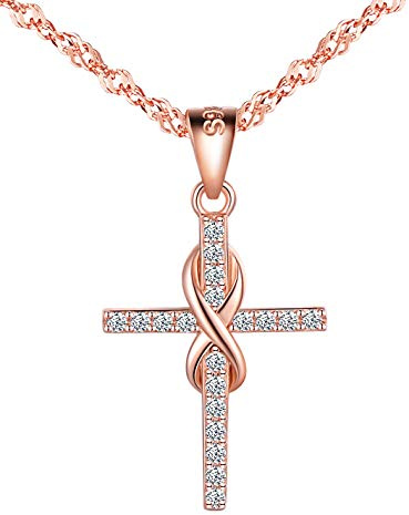INFINIONLY Elegant Kreuz Unendlichkeitssymbol Halskette Ketten, Damen 925 Sterling Silber Halskette Anhänger, eingelegter Zirkon