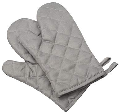 Kitchen Cotton Cute Long Microwave Oven Mitts for Heat Resistant with 320°F, Kitchen Gloves for BBQ Cooking Baking 1 Pair Gray