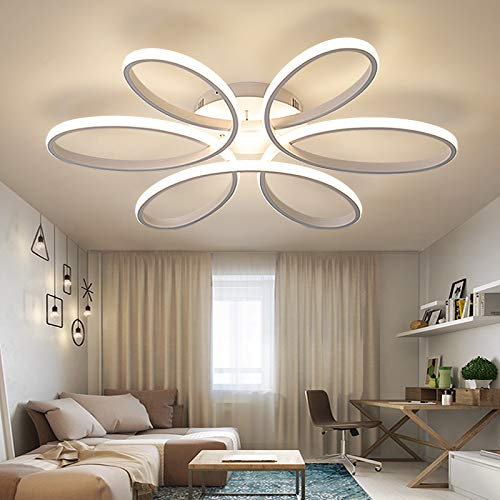 Tonhandisplay LED Deckenleuchte XW809 74cm weiß lackierte Metallrahmen mit Fernbedienung die Lichtfarbe/Helligkeit einstellbar A+LED Wohnzimmerleuchte Deckenlampe LED Beleuchtung (XW809W-74cm White)