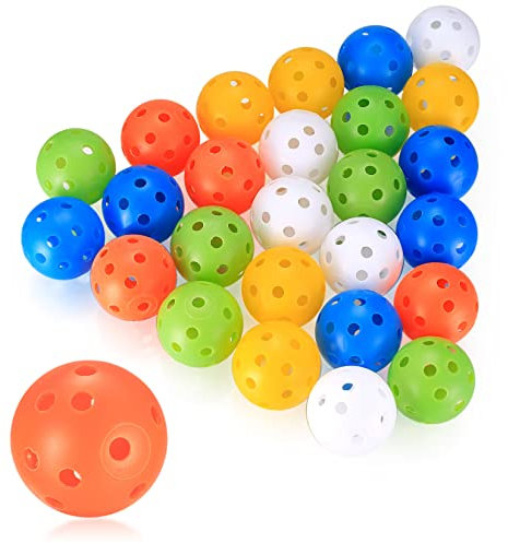Xiaomoyu 28 Pcs Golf Practice Balls, Air Flow Hollow Practice Golf Balls, 40mm Plastic Golf Exercise Balls for Swing Practice Driving Range Home Outdoor Games Adults