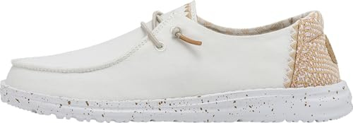 HEYDUDE Wendy Chambray - Mocasines con Cordones para Mujer, Arena Blanca, 38 EU
