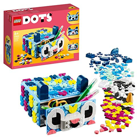 LEGO 41805 DOTS Creative Animal Drawer Toy Mosaic Kit for Children with Tiles, DIY Jewellery Storage Box or Desk Tidy, Kids Craft Kit, Gift Idea