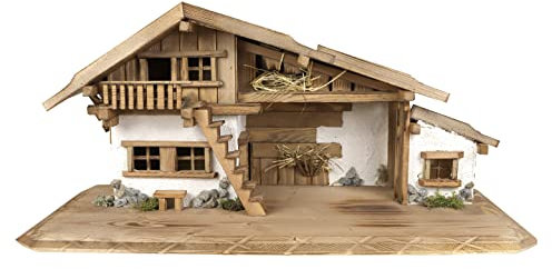 Woidwerk Manufaktur Weihnachtskrippe Krippe Krippenstall (W28) Weihnachten Weihnachtskrippen Krippenfiguren Tischkrippe