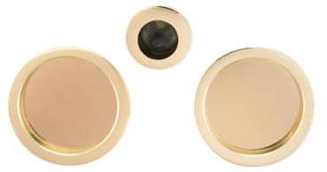 AZERODESIGN- Kit Puerta Corredera- Tirador Puerta Corredera-Tirador Uñero para Puerta Correderas-Rosetas Redondas y Dedal Central-Medidas 56mm y dedal 26mm(LATONADO)