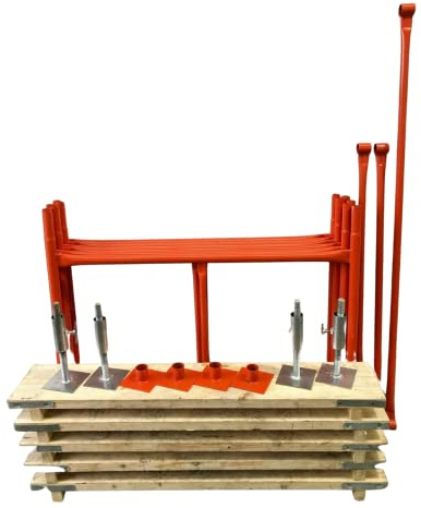HILL TOP FABRICATIONS CO (1998) LTD - Scaffolding Tower with Boards & Adjustable Bases 3.5 Meters (11'6') Working Height 4x4 Base Size. Steel & Polyester Powder Coated (PPC) Quality Durable Finish