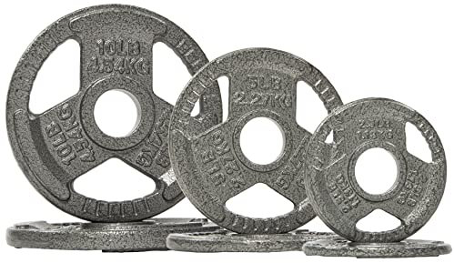 Signature Fitness Olympic Hantelscheibe aus Gusseisen, 5,1 cm, für Krafttraining und Gewichtheben, Stil #5, 15,9 kg Set