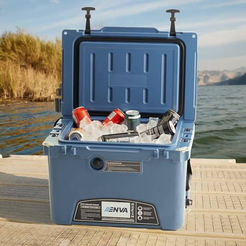 ENVA Robuste Kühlbox passiv 33,1 l, Eisschmelzzeit bis zu 120 Std, Isolierbox auslaufsicher kühle Getränke und frische Lebensmittel ideal zum Angeln, Jagen, Campen, BBQ usw.