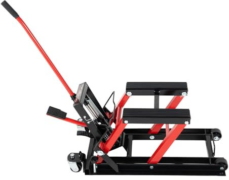 FUNYSF Ponte sollevatore per moto, 680 kg, idraulico, per motociclette e officine, robusto ponte sollevatore idraulico (rosso)