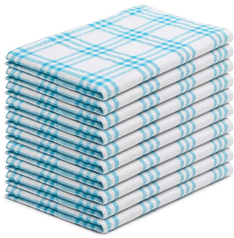 EllaTex Geschirrtücher 10er Set 50x70 cm Geschirrhandtücher – 100% Baumwolle, extra saugstark & strapazierfähig, Küchentücher mit Aufhängeschlaufe, pflegeleicht, Farbe: Türkis