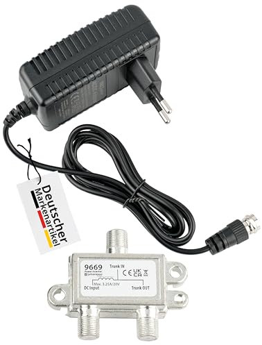 maxx.onLine Netzteil 18V 1.6A mit F-Stecker & Power Inserter, Universalnetzteil DC für Sat- & unicable Multischalter Aller Art, LNB Stromversorgung