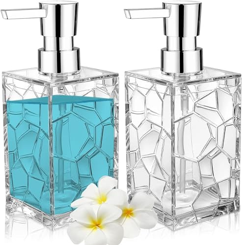 Handseifenspender-Set, transparente Acryl-Kunststoff-Flüssigkeitspumpflaschen, nachfüllbar, Lotionspender für Badezimmer, Dekoration, Küche, Studentenwohnheim, 2 Stück (transparent)