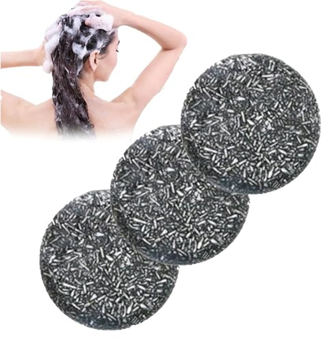 Soap Solid Shampoo,Anti White Hair Solid Shampoo Soap,Charcoal Shampoo Bar,Natural Hair Darkening Shampoo Bar,Gray Hair Reverse Bar,Natürliche Haarseife Für Graues Haar,Festes Shampoo-Stück (3PC)