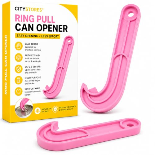 Citystores® Abrelatas de anillo rosa destreza limitada para usuarios con agarre débil artritis sufren ayuda de regalo antiguo abierto