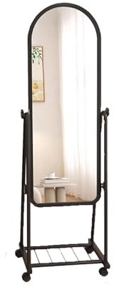 YINMAN Ganzkörperspiegel,Standspiegel mit Rollen,freistehender Standspiegel,Geeignet for Wohnzimmer,Schlafzimmer,Garderobe,Flur,Bekleidungsgeschäft(Black,160x38cm)