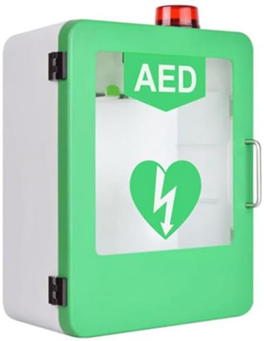 SXTYFBB AED-Defibrillator-Aufbewahrungsschrank, wandmontierte Defibrillationsalarmbox aus Stahl mit Schlüssel, Erste-Hilfe-Koffer