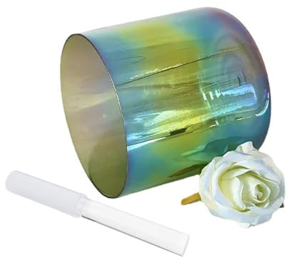 Ciotola di cristallo alchemico trasparente blu verde da 6 pollici, ciotola sonora for chakra, regalo for yoga, meditazione e guarigione sonora, con percussore acrilico e O-ring gratuiti(G Note)