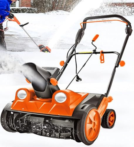 Spazzaneve con Cavo, Pala da Neve elettrica da 2200 W, Motore ad Alta Potenza, Larghezza di Lavoro di 18 e fari a LED, Macchina per la rimozione della Neve per vialetti, patii, Ponti, paret