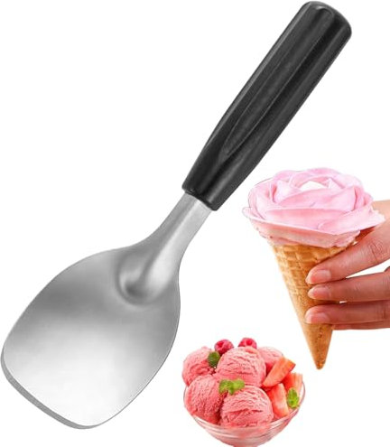 Pelle à crème glacée en acier inoxydable pour crème glacée dure ou crémeuse, cuillère à crème glacée avec poignée en plastique confortable, pelle à crème glacée robuste, cuillère à crème glacée