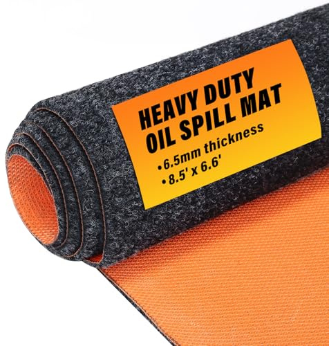 DEXLALA Tapete resistente de 8.5 x 6.6 pies, tapete de garaje para debajo del automóvil, tapete de goma impermeable de 6 mm de grosor para proteger el suelo, almohadillas reutilizables absorbentes de