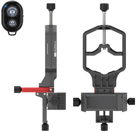 3-Axis Lightweight & Universal Digiscoping Adapter | Adjustable Phone Holder Mount for Telescopes, Spotting Scopes, Binoculars, Monocular, Micros w/Bluetooth Shutter | Fits Most Cell Phone for Travel