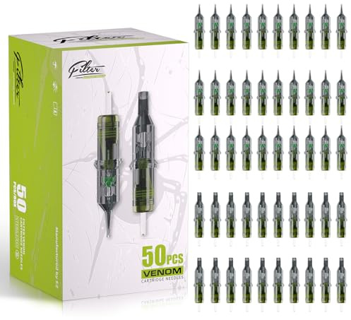 EZ Tattoo Nålsats – 50 st #10 Blandade (3RL 5RL 7RL 9RL 3RS 7RS 9RS 9M1 7RM 9RM) Bugpin Tattoo Nålar för Tattoo Maskin – Venom