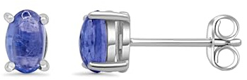 Tansanit Ohrstecker 925 Silber Edelmetall Schmuck Ohrstecker 6 x 4 mm, 5 x 7 mm Natürlich Monatsstein Dezember Edelstein Ohrhänger Cabochon