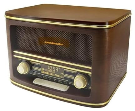 Shuman Retro Vintage DAB+/FM Radio Wireless Connection with Dual Alarm Clock Function, CD Player, USB Playback & Recording