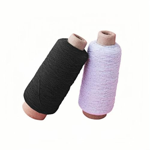 Elastisk trådsömnad, 30 m vardera – hållbar stretchig tråd för sömnad, symaskin stickning kläder smyckestillverkning (svart + vit)