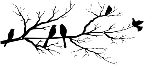 UOCAI WTD - Poster da parete in metallo con uccelli, decorazione da parete in metallo, con silhouette, decorazione da parete, per soggiorno, balcone, giardino (43 x 18,6 cm)