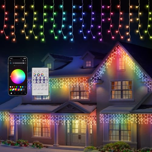 Quntis Rideau Lumineux Noel Exterieur avec APP & Télécommande, 5M×0.6M Rideau LED Lumineux Intelligentes, 16 Millions de Couleurs & 60+ Modes Guirlande Lumineuse Rideau, Luminosité Réglable