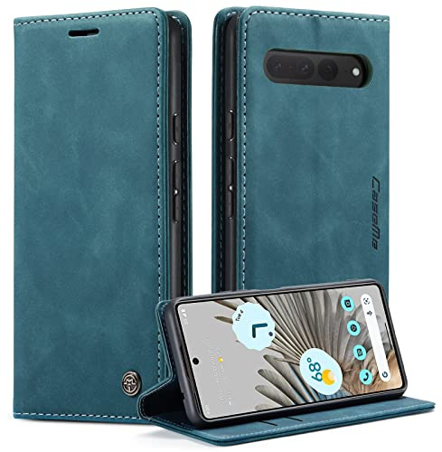Monweicz Handyhülle für Google Pixel 7 Pro Hülle Premium Lederhülle Klappbar Flip Case Tasche Magnet Kartenfach Standfunktion Klapphülle Schutzhülle für Google Pixel 7 Pro - Blaugrün