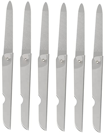 WRITWAA Faltbare Nagelfeile aus Edelstahl 6 Stück Nagelpflegeset für Maniküre Tragbar als Schlüsselanhänger Praktisches Nagelpflege Werkzeug für Zuhause und Reise