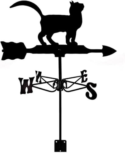 Wetterfahne, Katzen-Wetterfahne, Messwerkzeuge, Windrichtungsanzeige, Wetterhahn, Edelstahl, Gartenpfahl, geeignet für den Außenbereich
