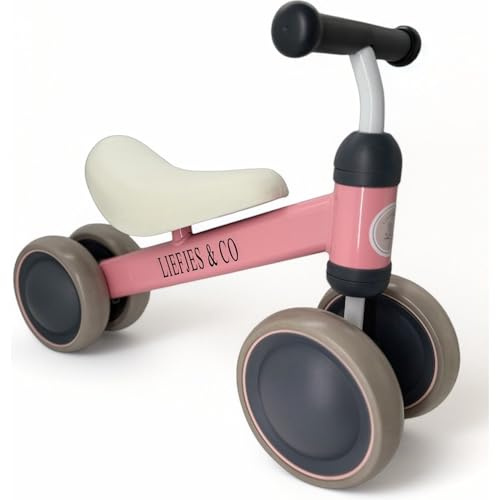 Liefjes & Co Laufrad ab 1 Jahr – Baby Spielzeug für drinnen & draußen – Lauflernspielzeug für Kleinkinder mit 135° Lenkbegrenzung – Geschenk für Jungen&Mädchen 12–24 Monate (Baby Rosa)