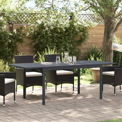 Qnhdfrt Ausziehtisch Set 2 Stück Anthrazit 210x90x73 cm Pulverbeschichteter Stahl Rechteckige Außentische Gartenmöbel mit Erweiterungsfunktion für Terrasse Balkon Garten