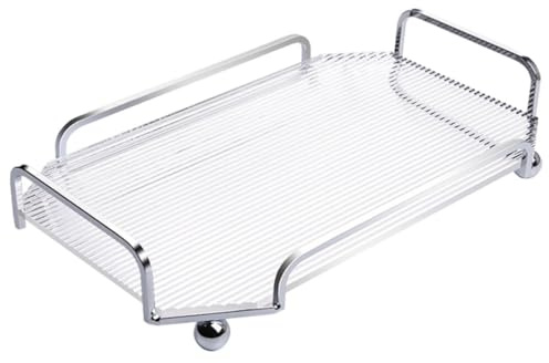 VALICLUD Plateau De Rangement Multifonction En Acrylique Transparent Rayé Grand Plateau Miroir Pour Fruits Et Desserts De Bureau Pour Usage Quotidien