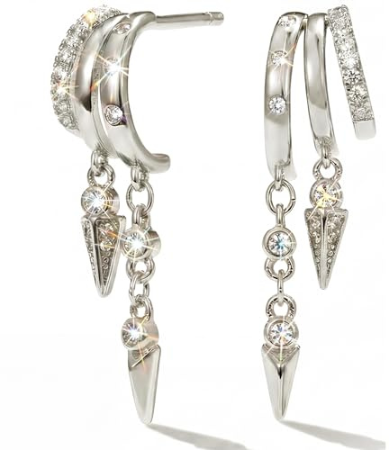 MUMREUES Boucles d'Oreilles Cercles pour Femme Plaqué Argent 14K Boucles d'Oreilles Chaîne avec Franges en Zircon Minimalistes Légères Boucles d Oreilles pour Femmes Cadeau pour Elle​