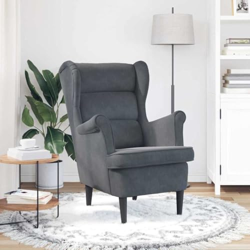 KTHLBRH Poltrona grigio scuro elegante in velluto per soggiorno, comoda e funzionale, 71 x 92 x 91 cm