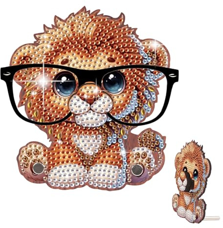 SHEGZHUC Diamond Painting Lustige Brillenhalter Löwe, Diamant Painting Brillenständer Tierform Löwe, Sonnenbrillen Aufbewahrung Brillenablage Geschenk für Schreibtisch Heimbüro Deko