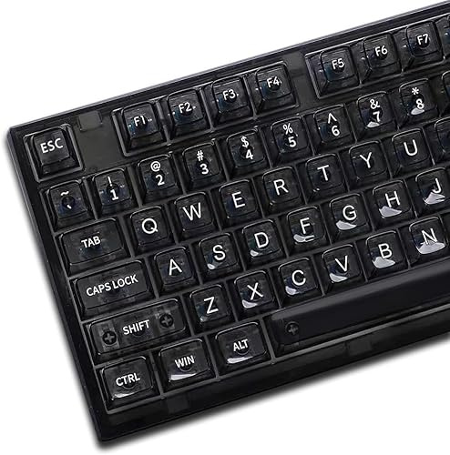 132 Keys Crystal Transparent Black Keycap Set, CBSA Profile RGB Mechanical Keyboard PC Material Keycaps, Universal Compatiability for 100%, 75%, 65%, 60% Keyboard