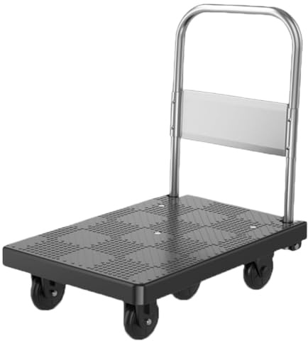 GSACLKES Warenkorb, Heavyduty Faltplattform Hand Truck Dollypush Warenkorb Für Den Umzug Lager & Garagesversatiletransportwagen (Schwarz)/Schwarz/40 * 70 * 77 cm