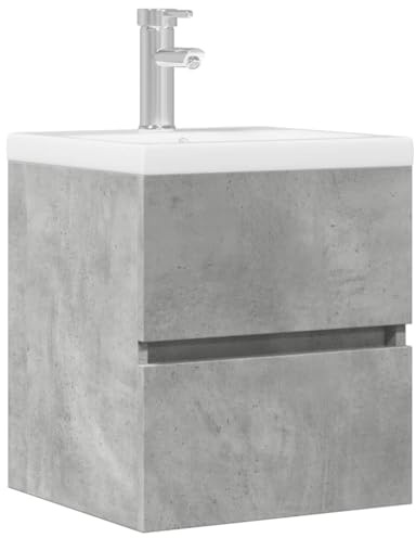 Frdhee Mobile alto per lavabo, mobile da bagno, mobiletto per lavandino, grigio cemento, 41 x 38,5 x 45 cm, materiale in legno, per piccoli ospiti, molto spazio, può essere assemblato rapidamente