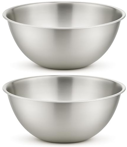 eMKay® Pack of 2 Stainless Steel Mixing Bowl 20CM | Mirror Polished Nesting Bowl for Baking Cooking & Food PREP | Lightweight DEEP Metal Bowl | Dishwasher Safe Stackable Rust Resistant